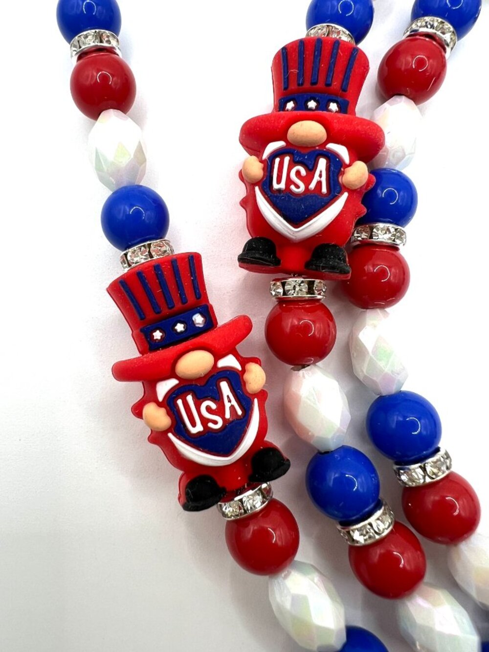 Patriotic Gnome - Uncle Sam - Beaded Dog Leash - Handmade - 4th of July - Picture 3 of 10